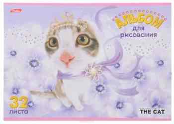Hatber Альбом для рисования The Cat 32 листа цвет сиреневый