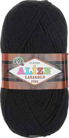 Пряжа для вязания Alize "Lanagold Fine", цвет: черный (60), 390 м, 100 г, 5 шт