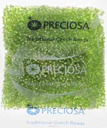 Бисер Preciosa "Ассорти", с серебристой серединой, цвет: светло-зеленый (43), 10/0, 50 г