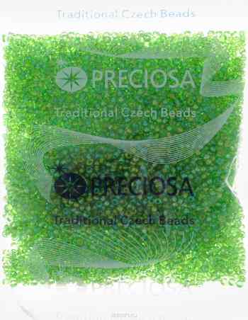 Бисер Preciosa "Ассорти", прозрачный, с радужным покрытием, цвет: шартез (26), 10/0, 50 г