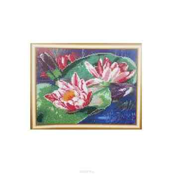 Канва с нанесенным рисунком Hobby&Pro "Кувшинки", для вышивания бисером, 25 x 20 см