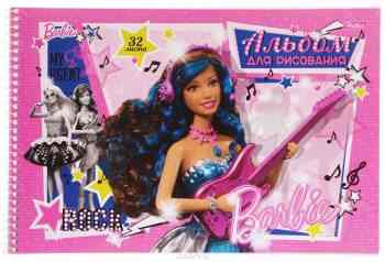 Hatber Альбом для рисования Barbie с гитарой цвет розовый синий 32 листа