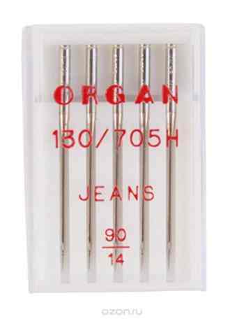 Иглы для швейных машин "Organ", для джинсы, №90, 5 шт