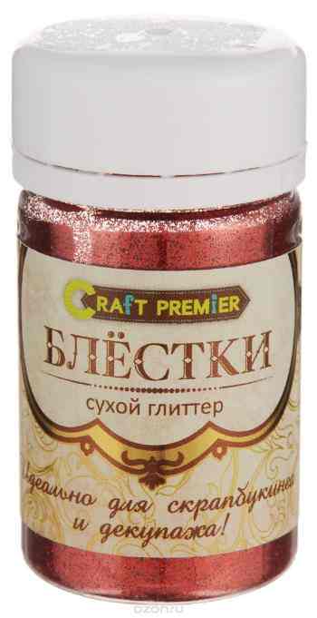 Блестки сухие "Craft Premier", цвет: красный, 50 мл