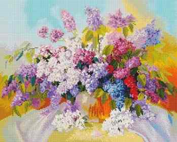 Алмазная мозаика на подрамнике Белоснежка "Сирень", 40 х 50 см