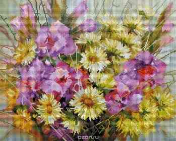 Алмазная мозаика на подрамнике Белоснежка "Букет с гладиолусами", 40 х 50 см