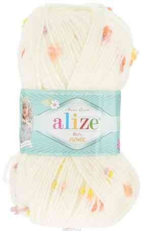 Пряжа для вязания Alize "Baby Flower", цвет: молочный, сиреневый, оранжевый (5389), 210 м, 100 г, 5 шт