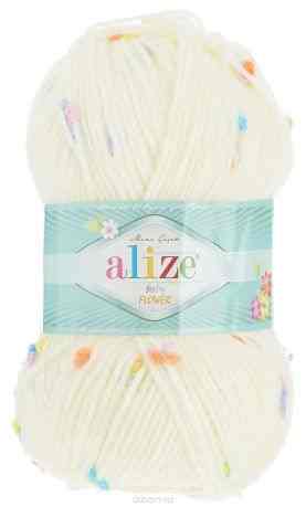 Пряжа для вязания Alize "Baby Flower", цвет: молочный, голубой, оранжевый (5383), 210 м, 100 г, 5 шт
