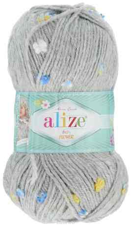 Пряжа для вязания Alize "Baby Flower", цвет: серый, белый, голубой (5434), 210 м, 100 г, 5 шт