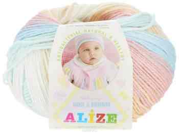 Пряжа для вязания Alize "Baby Wool Batik Design", цвет: голубой, розовый, светло-бежевый (4796), 175 м, 50 г, 10 шт