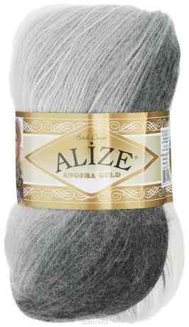 Пряжа для вязания Alize "Angora Gold Batik", цвет: белый, темно-серый, светло-серый (1900), 550 м, 100 г, 5 шт