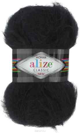 Пряжа для вязания Alize "Mohair Classik New", цвет: черный (60), 200 м, 100 г, 5 шт