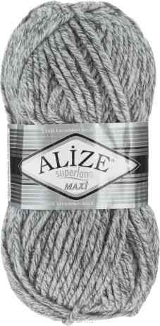 Пряжа для вязания Alize "Superlana Maxi", цвет: светло-серый, черный (801), 100 м, 100 г, 5 шт