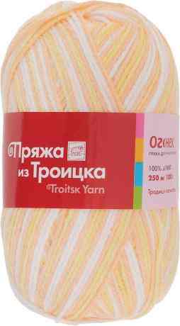 Пряжа для вязания "Огонек", цвет: светло-желтый, светло-оранжевый, белый (4034), 250 м, 100 г, 10 шт