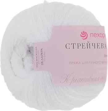 Пряжа для вязания Пехорка "Стрейчевая", цвет: белый (01), 250 м, 50 г, 10 шт