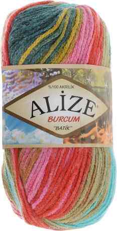 Пряжа для вязания Alize "Burcum Batik", цвет: бирюзовый, красный, зеленый (5672), 210 м, 100 г, 5 шт