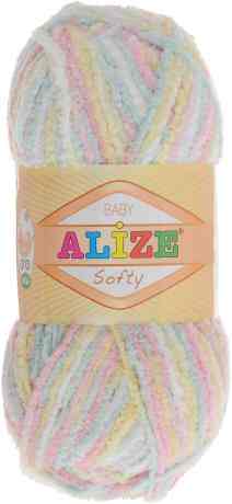 Пряжа для вязания Alize "Softy", цвет: желтый, бирюзовый, розовый (51300), 115 м, 50 г, 5 шт