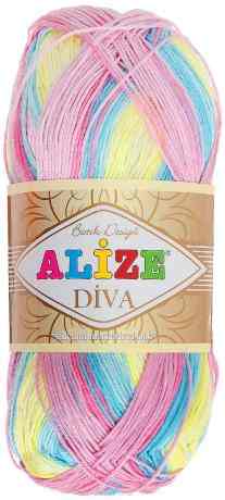 Пряжа для вязания Alize "Diva. Batik Design", цвет: розовый, салатовый, голубой (5953), 350 м, 100 г
