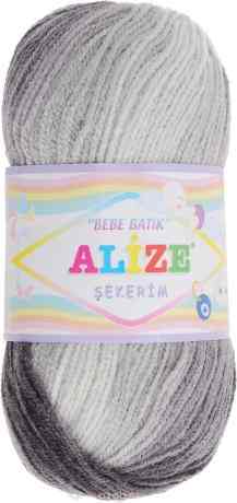 Пряжа для вязания Alize "Sekerim. Bebe Batik", цвет: белый, серый, фиолетовый (2881), 320 м, 100 г, 5 шт