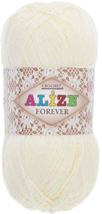 Пряжа для вязания Alize "Forever", цвет: слоновая кость (01), 300 м, 50 г, 5 шт