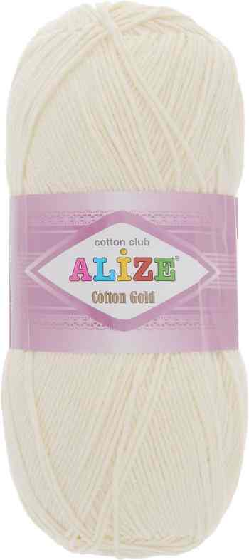 Пряжа для вязания Alize "Cotton Gold", цвет: кремовый (01), 330 м, 100 г, 5 шт