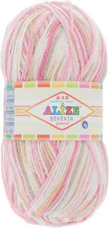 Пряжа для вязания Alize "Sekerim Junior", цвет: белый, розовый, коричневый (806), 320 м, 100 г, 5 шт