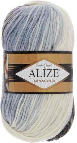 Пряжа для вязания Alize "Lanagold Batik Design", цвет: белый, коричневый, голубой (1601), 240 м, 100 г, 5 шт