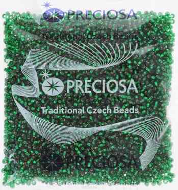 Бисер "Preciosa", с серебристым центром, цвет: зеленый (12), размер 10/0, 50 г