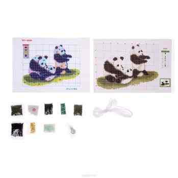 Набор для вышивания бисером Sima-land "Панды", 20 х 15 см