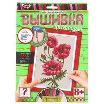 Набор для вышивания крестиком по номерам Danko Toys "Маки". 1235336