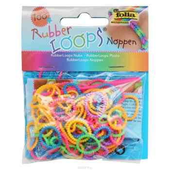 Резинки для браслетов Folia Rubber Loops "Неоновые волнистые", 100 шт, 12 застежек, 1 крючок