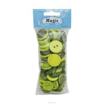 Пуговицы декоративные Magic Buttons "Палитра", цвет: зеленый, 100 г