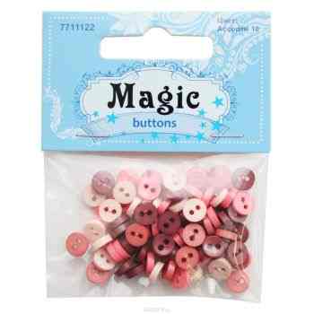Пуговицы декоративные Magic Buttons "Круг", цвет: розовый, бордовый, белый, 5 г. 7711122