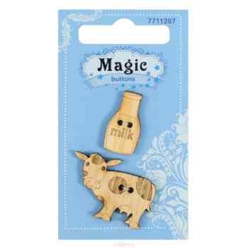 Пуговицы декоративные Magic Buttons "Корова с молоком", 2 шт