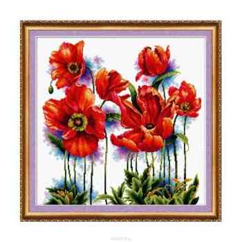 Набор для вышивания крестом Абрис Арт "Алые маки", 40 х 40 см