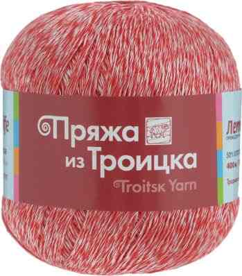 Пряжа для вязания "Летняя", цвет: красный, белый (0851), 400 м, 100 г, 10 шт