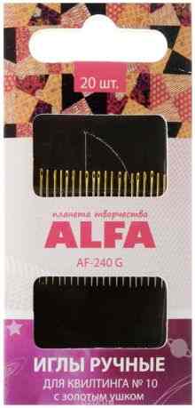 Иглы ручные "Alfa", для квилтинга, с золотым ушком, №10, 20 шт