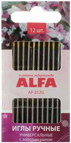 Набор ручных игл "Alfa", универсальные, с золотым ушком, 12 шт