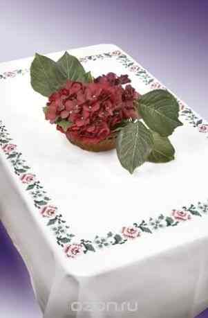 Скатерть для вышивания Марья Искусница "Цепочка из роз", 130 см х 160 см. 20.002.05