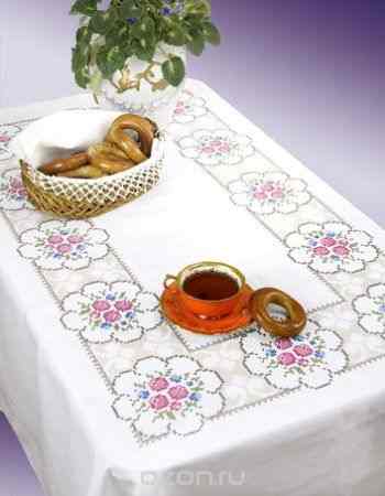 Скатерть для вышивания Марья Искусница "Медальоны", 130 см х 160 см. 20.002.10