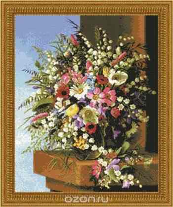 Набор для вышивания Kustomkrafts "Весенний букет", 36 см х 44 см. 20087