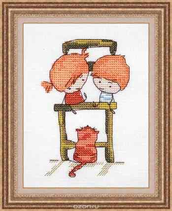 Набор для вышивания крестом Neocraft "Ребята", 7 х 11 см