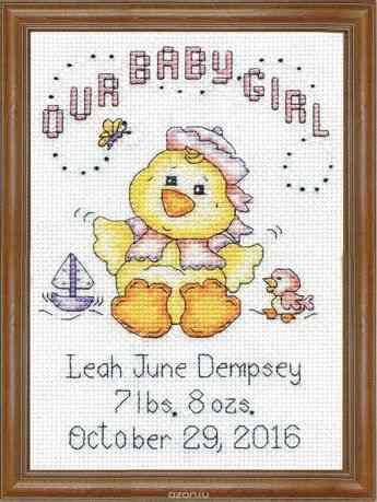 Набор для вышивания крестом Design Works "Девочка-цыпленок", 13 х 18 см