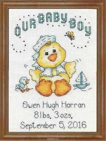 Набор для вышивания крестом Design Works "Мальчик-цыпленок", 13 х 18 см