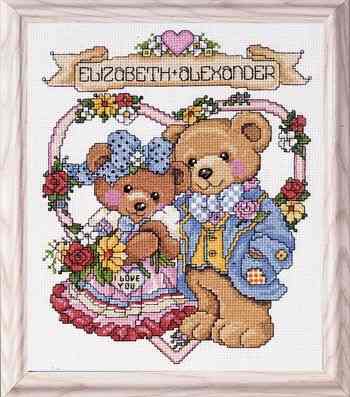 Набор для вышивания крестом Design Works "Мишки. Я тебя люблю", 20 х 25 см