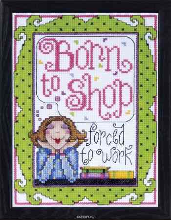 Набор для вышивания крестом Design Works "Рождена для покупок", 13 х 18 см
