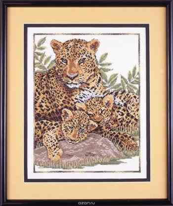 Набор для вышивания крестом Design Works "Семейство леопардов", 28 х 46 см