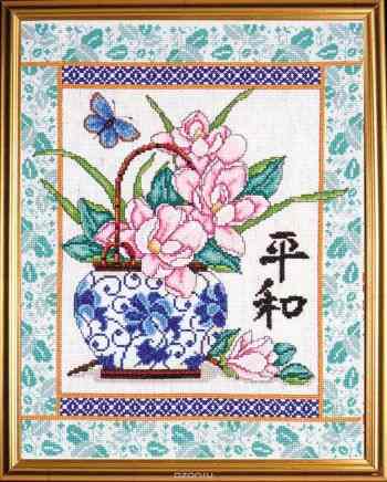 Набор для вышивания крестом Design Works "Восточный цветок", 28 х 36 см