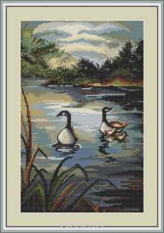 Набор для вышивания Luca-S "Утки на озере", 14 см х 20 см
