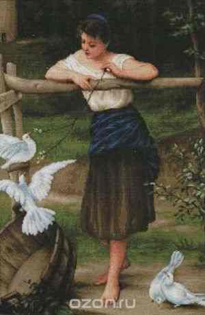 Набор для вышивания Luca-S "Девушка дразнящая голубей", 31 см х 46 см